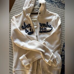 Abercrombie & Fitch Kids Cream Hoodie with Navy Accents